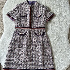 Elegant Multicolor Tweed Dress